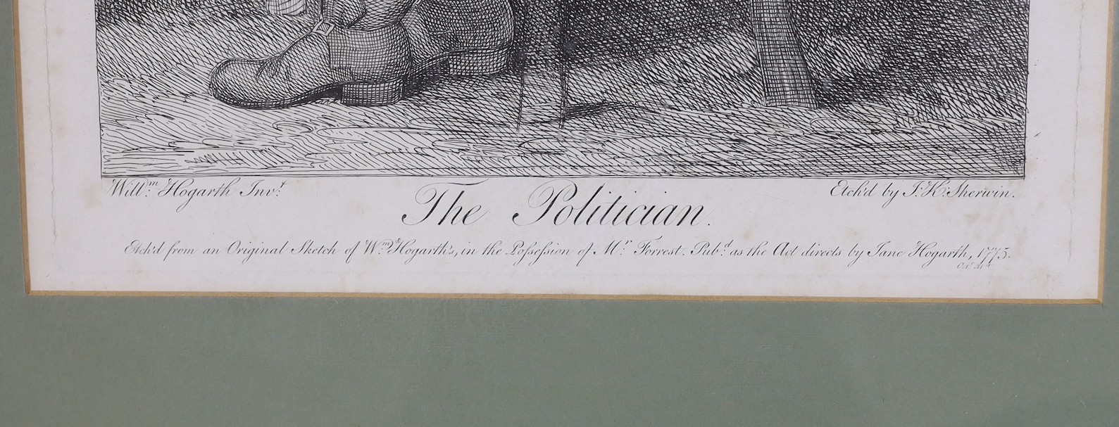 Sherwin after Hogarth, engraving, 'The Politician', overall 39 x 31cm
